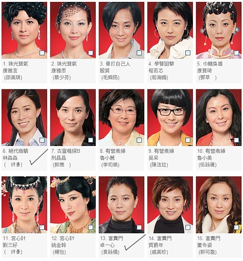 TVB 2009 Favourite TV Female Character Nominations